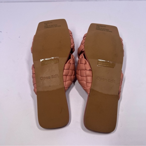 Open Edit Sandals Womens Size 7.5M Pink Crisscross Square Toe Braided Slip On - Picture 6 of 7